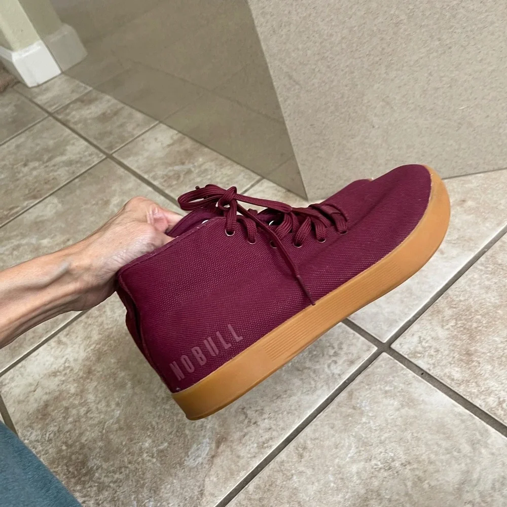 NOBULL High Top Canvas Trainer Cabernet Burgundy Gum‎ Sole Mens 8.5 Womens 10